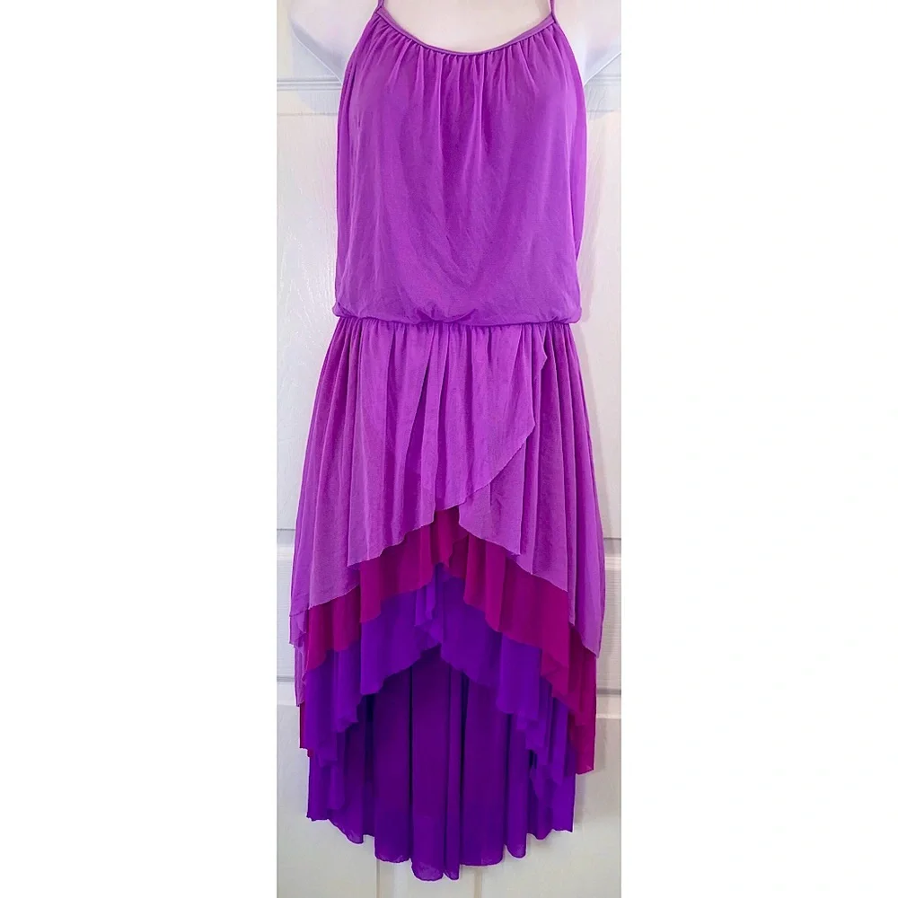 Balera Purple Ombre Tiered Chiffon Lyrical High-Low Dance Dress Costume